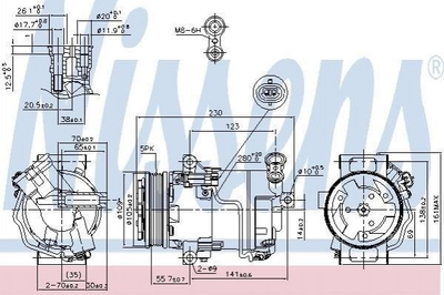 Компрессор кондиционера NISSENS 89216 Opel Astra, Meriva, Zafira 24466994, 6854062