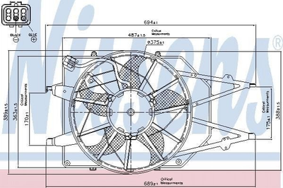 Вентилятор охлаждения двигателя NISSENS 85216 Ford Focus 1061257, 1072551, 1075123