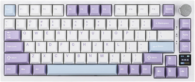 Клавіатура AJAZZ AK820 PRO White-Purple Ігрова Бездротова Механічна. 2.4G/Bluetooth/Кабель. З Екранчиком. Gift Switch