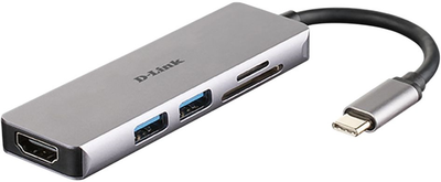 Hub USB D-Link DUB-M530 5-in-1 USB-C with HDMI/Card Reader Silver