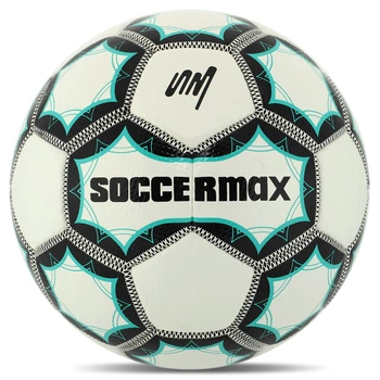 Мяч футбольный №5 PU ламин. SOCCERMAX (№5, 5 сл., сшитый вручную, Белый-бирюзовый) (FB-8079_Белый-бирюзовый)