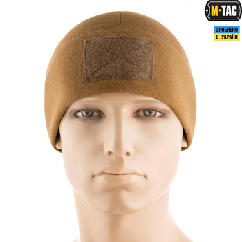 Зимняя M-Tac шапка Watch Cap Elite флис (270г/м2) с липучкой Coyote Brown койот XL