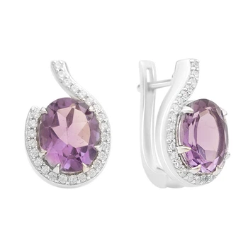 Серебряные серьги с натуральным аметистом 5.312ct (2163329)