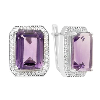 Серебряные серьги с натуральным аметистом 16.49ct (2163671)
