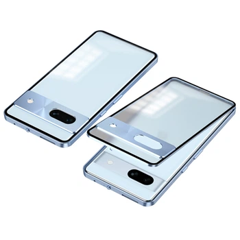 Противоударный чехол накладка Metal Glass для Google Pixel 8a blue