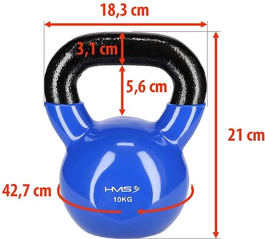 Гиря HMS чавун вінілове покриття 10 кг Синя (5907695537567)