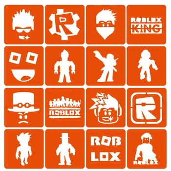 Набор трафаретов для био-тату "Roblox" от Fresh Tattoo, 16 простых трафаретов 6*6 см (Roblox_simple-16)