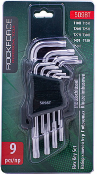 Набор ключей Rock Force TORX Г-образных (Т10Н-Т50Н) с отверстием 9 предметов (RF-5098T)
