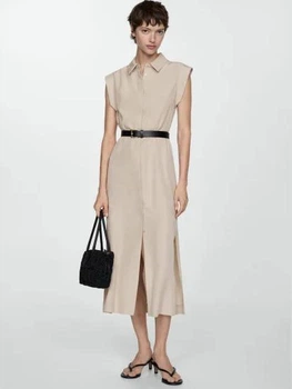 Платье MANGO 77013273-CAMI-LM Бежевый XS KL0012