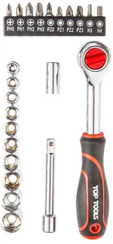 Набір ключів торцевих з тріскачкою Top Tools 1/4" 23 елементи (38D505)