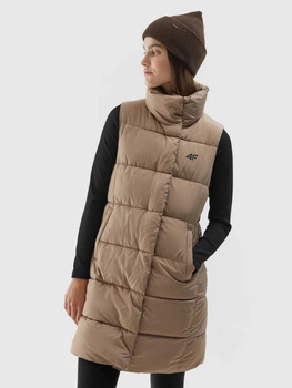 Теплий жилет подовжений жіночий 4F Vest F076 4FAW23TVESF076-82S S Бежевий (5904698481255)