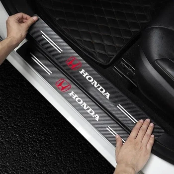 Карбоновые защитные наклейки на пороги автомобиля HONDA 4шт