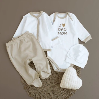 Набір одягу для немовляти I Love Dad and Mom 62 см бежевий KN9-LoveDadMom-BilBezh-20 Ladan