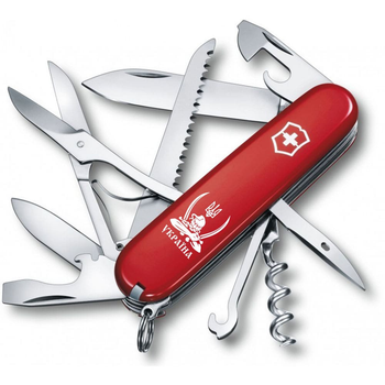 Ніж Victorinox Huntsman Ukraine 91мм/15функ/козак з шаблями біл/червоний