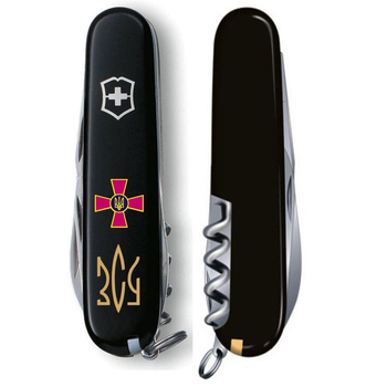 Нож Victorinox Spartan Army 91 мм/12 функ/эмблема ВСУ+Трезубец ВСУ/черный