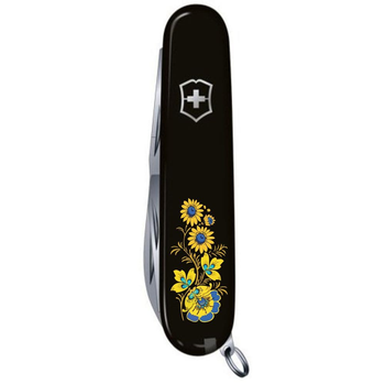 Ніж Victorinox Spartan Ukraine 91мм/12функ/квіти в укр.стилі/чорний