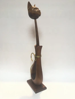 Статуетка Кицька коричнева з металом (дерево), 51041К