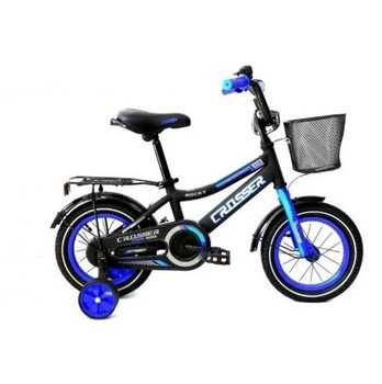 Детский двухколесный велосипед Rocky Crosser-13 12" с корзинкой и доп. колесиками Синий