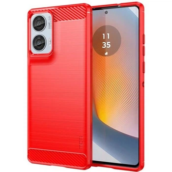 Силиконовый (TPU) чехол MOFI Carbon Fiber для Motorola Moto G85 - Red