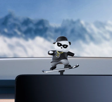 Фигурка - слайдер Медведь сноубордис в авто на дисплей Sliding Bear Snowboarder Black