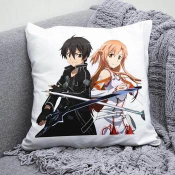 Плюшевая подушка Мастера меча онлайн Sword art online квадрат 35х35 см белая