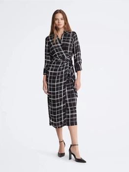 Сукня на запах міді осіннє жіноче Calvin Klein 59130070 8 Чорний/Білий (1159811990)