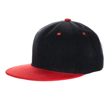 Кепка с прямым козырьком snapback черная с красным козырьком (7985)
