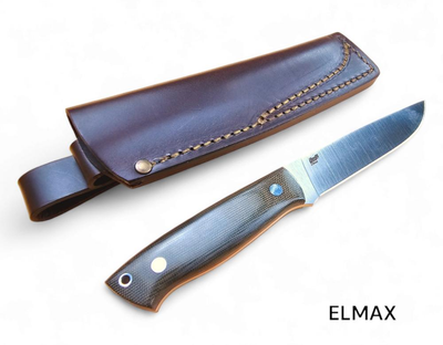 Нож Trapper 115, (ELMAX 115х26х3,5мм, 60HRC) чехол - кожа, рукоятка - Micarta, BRISA