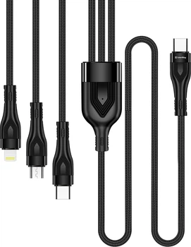 Кабель ColorWay Type-C - 3 в 1 Lightning + MicroUSB + Type-C 3A PD60W data 1.2 м Black (CW-CBPDU3060-BK)