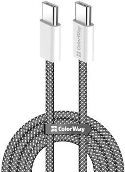 Кабель ColorWay Type-C - Type-C braided cotton PD Fast Charging 60W 3А 1 м Black (CW-CBPDCC061-BK)