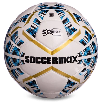 Мяч футбольный SOCCERMAX IMS FB-0004 №5 PU белый-синий-золотой