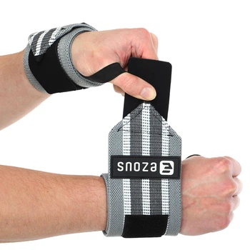 Бинты кистевые для жима STRONG WRIST WRAPS EZOUS C-06 2шт серый-белый