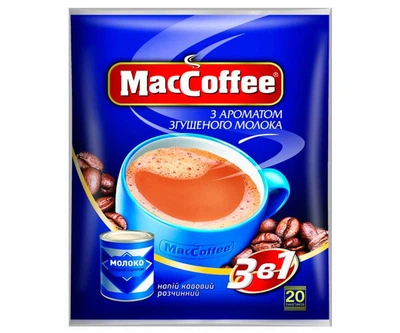 Кавовий напій кава розчинна MacCoffee 3в1 з ароматом Згущеного молока 20шт * 18г