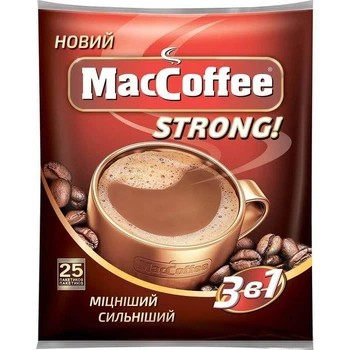 Кавовий напій кава розчинна MacCoffee 3в1 Strong 25шт * 16г
