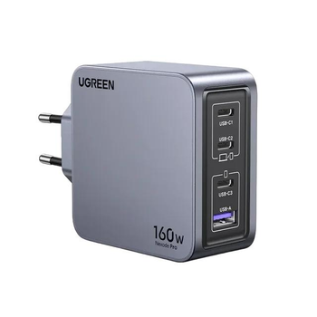 Сетевое зарядное устройство Ugreen X763 Nexode Pro GaN Fast Charger 160W PD3.1 Type C QC4.0 быстрая зарядка для ноутбука MacBook Pro USB, iPhone 15, Xiaomi планшет Grey (25095)