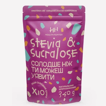 Заменитель сахара стевия сукралоза 1:10 Health Hunter Stevia & Sucralose 340 г