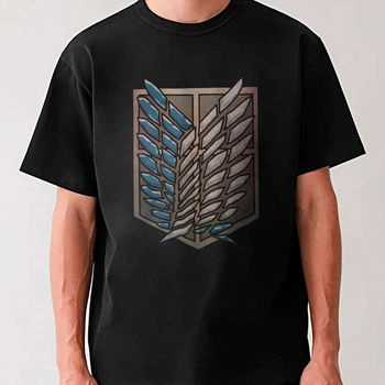 Футболка Attack on Titan Атака титанів принт з крилами PG03697 goodreclama S Чорний
