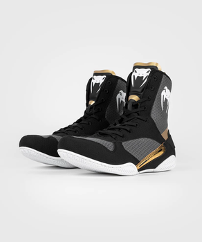 Боксерки Venum Elite Boxing Shoes Black White Gold (VENUM-03681-523-8-40.5)