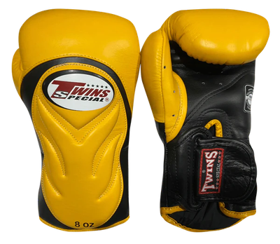 Боксерские перчатки Twins Velcro Extra Design BGVL6 Black Yellow (BGVL6-BKYE-16oz)