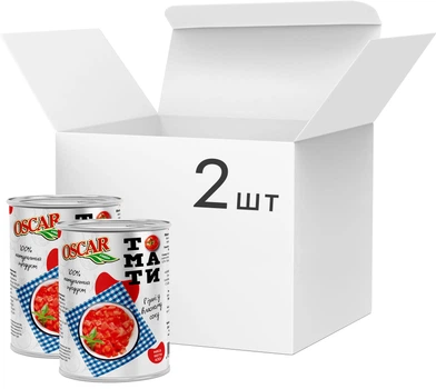 Томати очищені Oscar foods Різані кубиками у Власному соку 400 г х 2 шт (29548121372250)