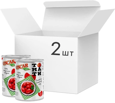 Томати очищені Oscar foods цілі у власному соку 400 г х 2 шт (29548121372262)