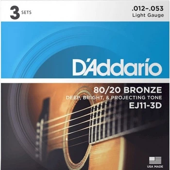 Струны DAddario EJ11-3D 80/20 Bronze 12-53 Light (3-pack)