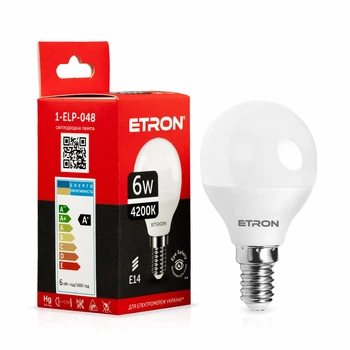 Светодиодная LED лампа ETRON 6W G45 4200K 220V E14 дневной свет