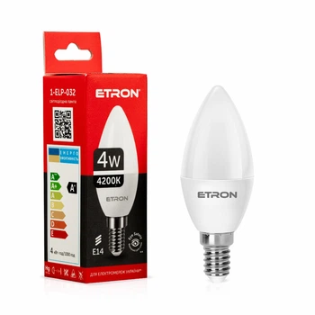 Світлодіодна LED лампа ETRON 4W C37 4200K 220V E14 денне світло