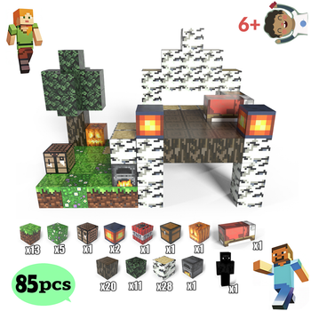 Магнітний конструктор для дітей Будинок каменяря конструктор у стилі Minecraft 85 деталей з дерева