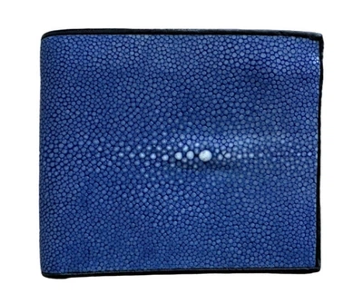 Кошелек мужской синий из натуральной шлифованной кожи морского ската Ekzotic leather (stw120_9)