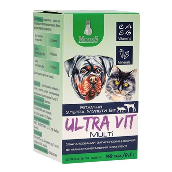 Ультра Мульти Вит (Ultra Multi Vit) витаминно-минеральные комплексы для собак и кошек 140шт*0,5г, MODES