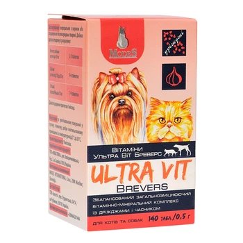 Ультра Вит Бреверс (Ultra Vit Brewers) витаминно-минеральные комплексы для собак и кошек 140шт*0,5г, MODES