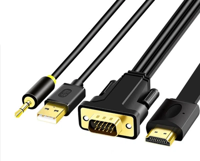 Кабель конвертер VGA на HDMI JH Z140G 2m адаптер перехідник активний процесор