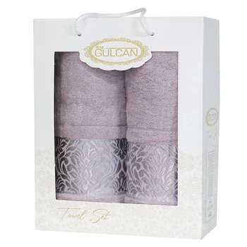 Набор из 2-х махровых полотенец Gulcan. Cotton Frower Ornament Leylak-50х90+70х140 (2 предмета)